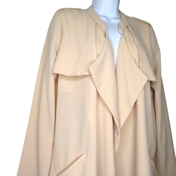 Forever 21 Contemporary Beige Open Front Waterfall Jacket Womens M Modern Design - Picture 3 of 8
